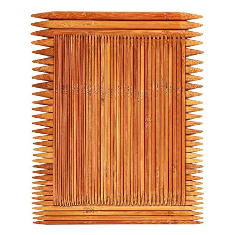 BetyBedy 75 Pcs Double Pointed Knitting Needles Set, BetyBedy Carbonized Bamboo Knitting Needles, Knitting Needle for Handmade Creative DIY - 8'' Length 15 Sizes (2.0mm -10.0mm) (5 Needles/Size) - Image 1